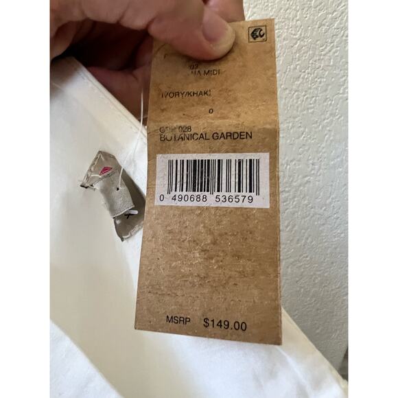 Daniel Cremieux Colorblock White Khaki ALine Sleeveless Midi Cotton Dress Size 0 - Picture 7 of 7